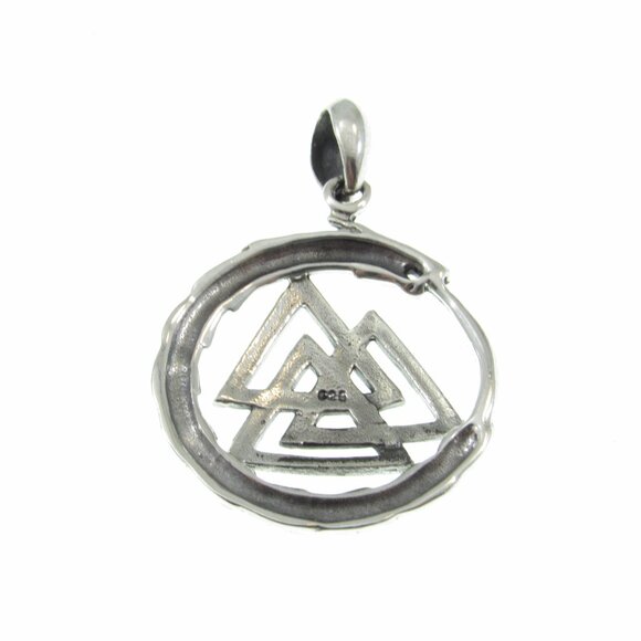 Solid 925 Sterling Silver Valknut & Snake Ouroboros Pendant - Picture 9 of 9